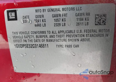 2012 Cadillac Cts Premium из США, поврежденный, VIN 1G6DP5E32C0146811